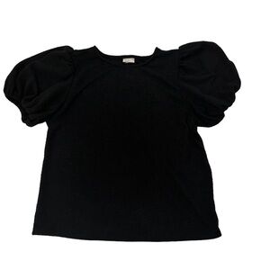 A NEW DAY Black Puff Sleeve Crinkle Boho Blouse Sz S